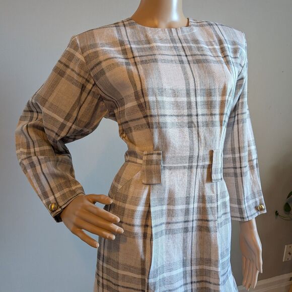 NWT Vintage 80s Clues Collections Plaid Midi Dress Secretary Deadstock Size 6 - Picture 4 of 11